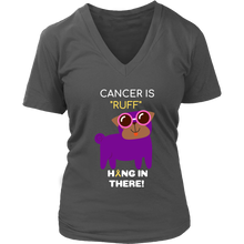 Load image into Gallery viewer, &quot;Cancer is Ruff&quot; Purple Pug Tee