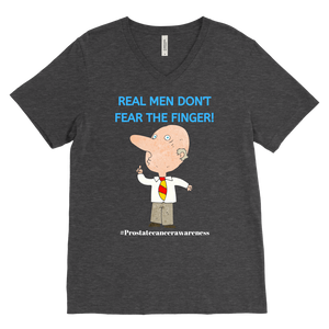 "Real Men Don't Fear The Finger" Mens Prostate Cancer T-shirt