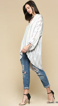 Load image into Gallery viewer, Striped Collared Tunic With Adjustable Sleeves
