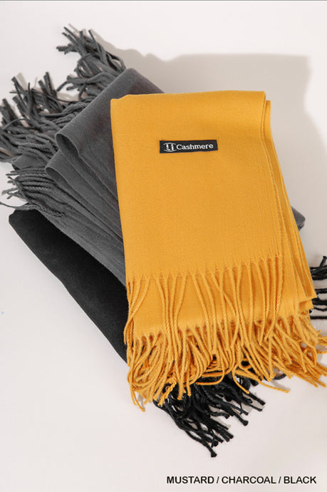 Cashmere Scarf with Fringe Detail