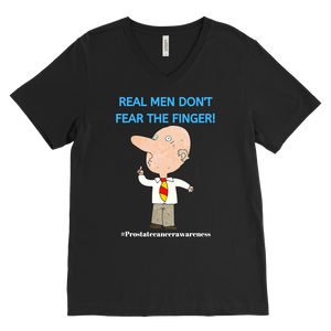 "Real Men Don't Fear The Finger" Mens Prostate Cancer T-shirt