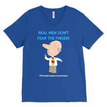 Load image into Gallery viewer, &quot;Real Men Don&#39;t Fear The Finger&quot; Mens Prostate Cancer T-shirt