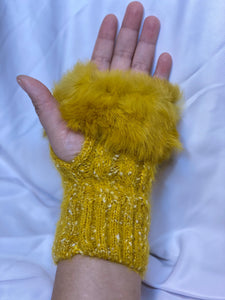 Woven Furry Fingerless Gloves