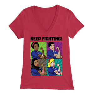 "Keep Fighting" Rosie The Riveter Tee(V-Neck)