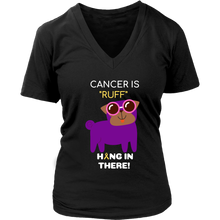 Load image into Gallery viewer, &quot;Cancer is Ruff&quot; Purple Pug Tee