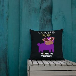 "Cancer is Ruff" Purple Pug Throw Pillow