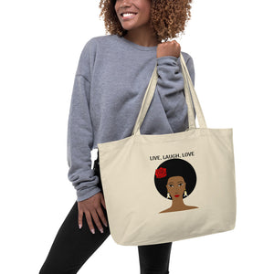 "Live, Laugh, Love" Large organic tote bag