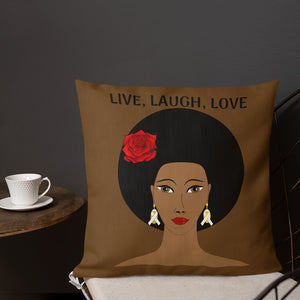 Brown "Live, Laugh, Love" Basic Throw Pillow