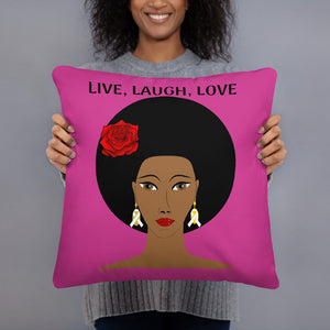 Pink "Live, Love, Laugh" Basic Throw Pillow