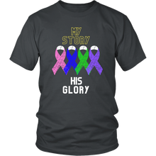 Load image into Gallery viewer, &quot;My Story, His Glory&quot; Unisex Cancer T-Shirt