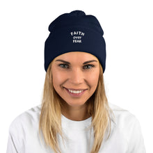 Load image into Gallery viewer, &quot;Faith Over Fear&quot; Pom-Pom Beanie