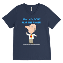 Load image into Gallery viewer, &quot;Real Men Don&#39;t Fear The Finger&quot; Mens Prostate Cancer T-shirt